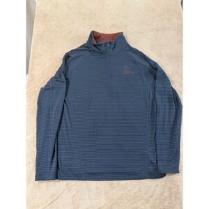 Ducks Unlimited Waffle Thermal  1/4 Pullover Sweater Men's M Blue Stretch EUC